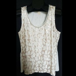 ANTHROPOLOGIE Meadow Rue Sequin Tank Top Pleated